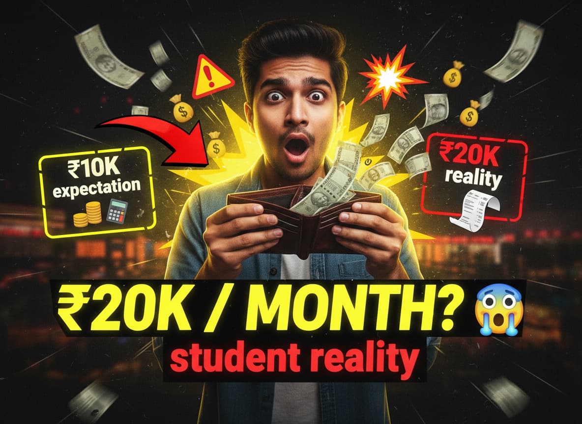 Student in Ahmedabad reacting to real monthly cost of living versus expectation